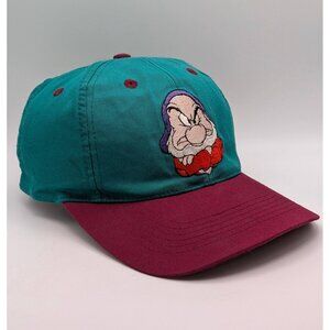 GRUMPY Disney Snow White 7 Dwarfs Hat Seven Vintage VTG 90s VHS Promo Snapback